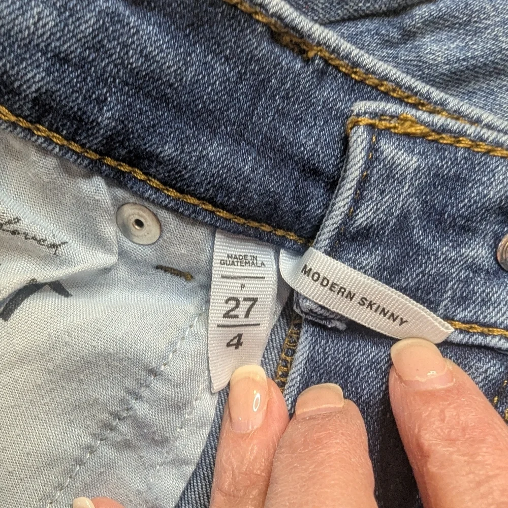 Ann Taylor LOFT Women's Modern Skinny Ankle Blue Jeans Raw Hem Size 4 / 27 - Picture 9 of 10
